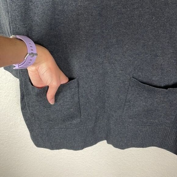 Jeanne Pierre Zip Cowl Neck Tunic Sweater Gray Front Pockets Sz S - Picture 2 of 11